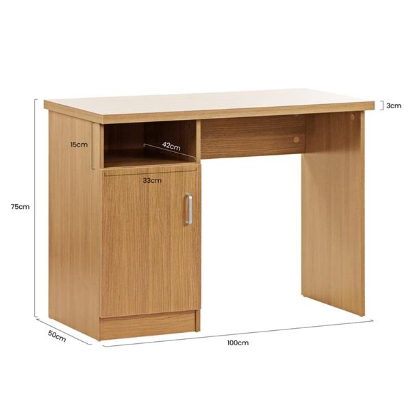 Scrivania cameretta con anta e vano portaoggetti 100x50 cm naturale