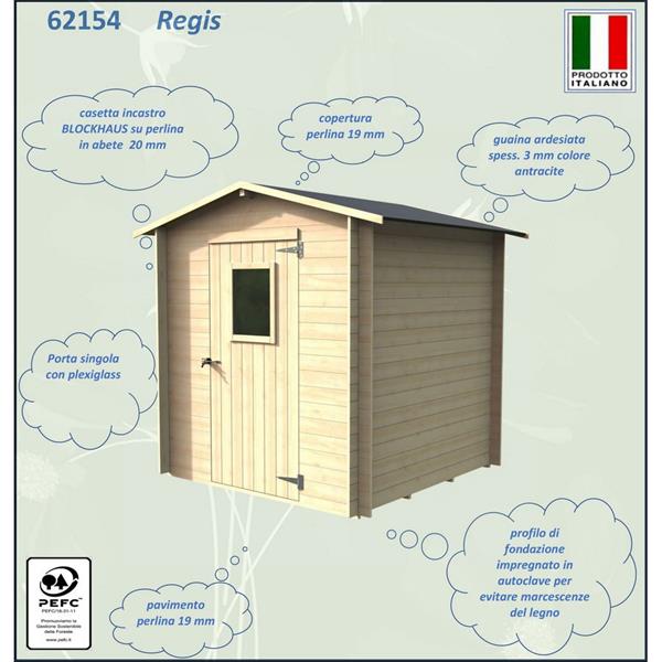 Casetta ripostiglio da esterno in legno 200x200cm finestrata - Regis