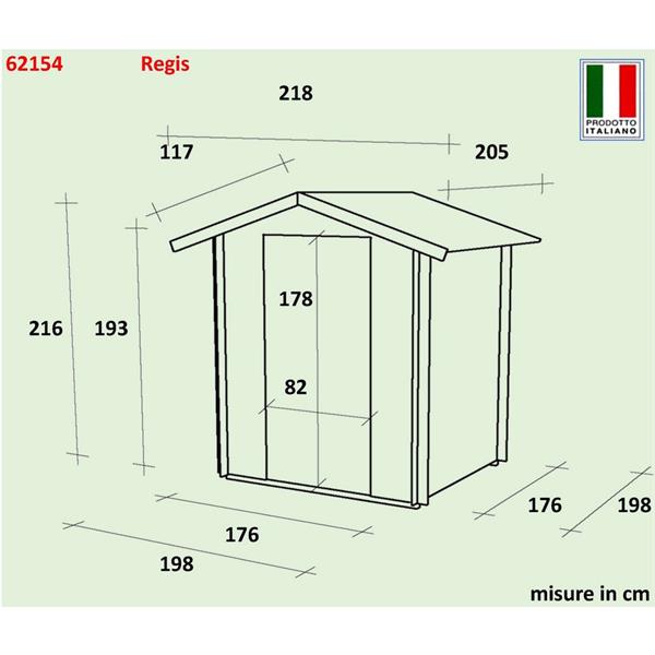 Casetta ripostiglio da esterno in legno 200x200cm finestrata - Regis