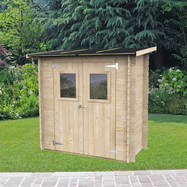 Casetta porta attrezzi in legno per giardino 198x98x197cm - Monofalda