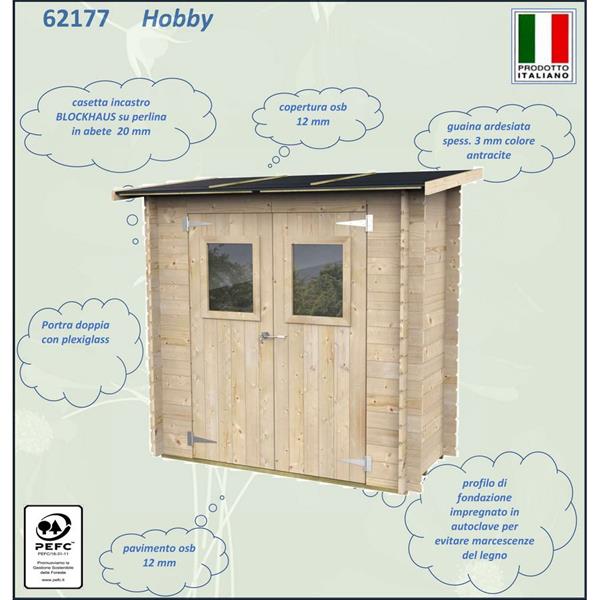 Casetta porta attrezzi in legno per giardino 198x98x197cm - Monofalda