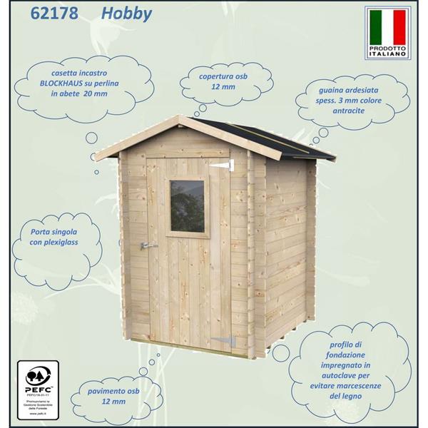 Casetta in legno per ripostiglio da giardino 146x146x204cm porta singola