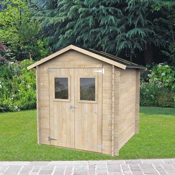 Box da giardino in legno 198x198x215cm porta doppia finestrata
