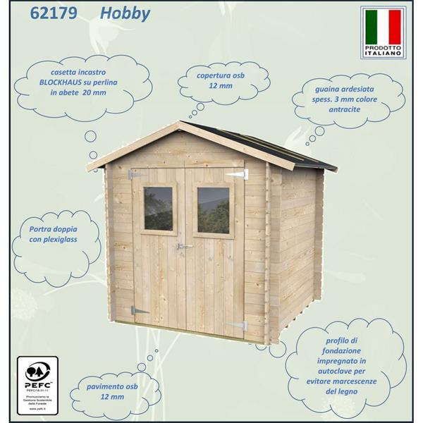 Box da giardino in legno 198x198x215cm porta doppia finestrata