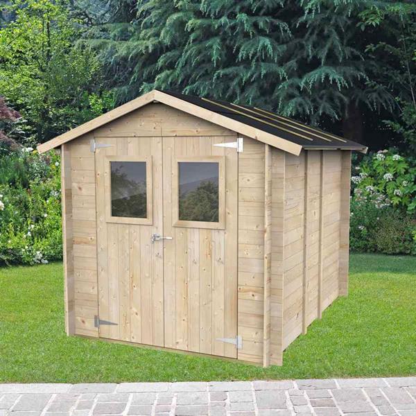 Box casetta da giardino in legno 198x248x215cm porta doppia finestrata