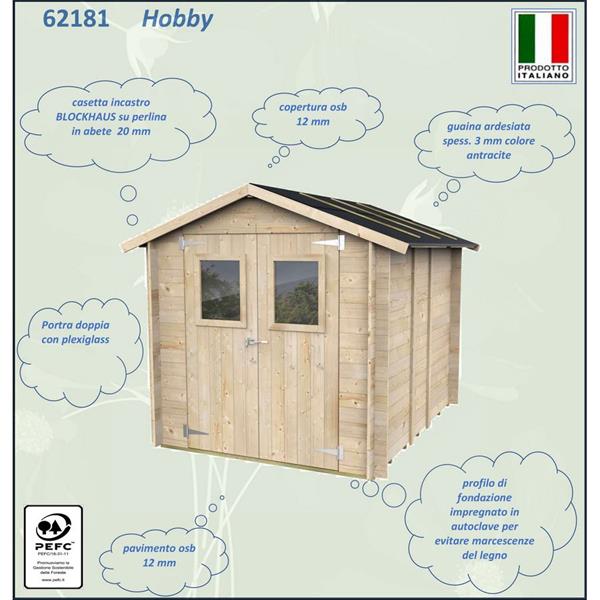 Box casetta da giardino in legno 198x248x215cm porta doppia finestrata