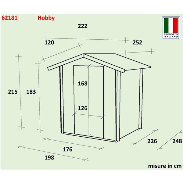 Box casetta da giardino in legno 198x248x215cm porta doppia finestrata