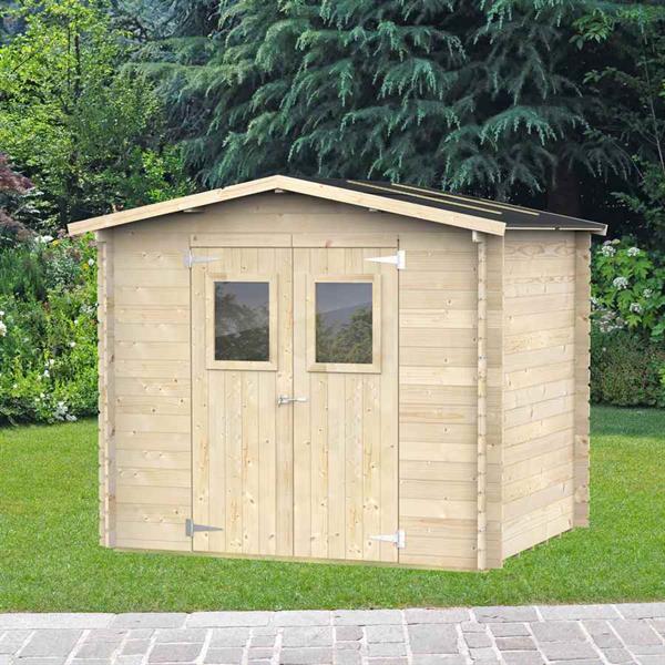 Casetta da giardino in legno con finestre 248x198x215cm porta doppia