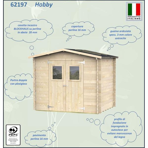 Casetta da giardino in legno con finestre 248x198x215cm porta doppia
