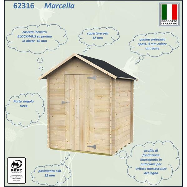 Casetta da giardino in legno naturale 146x130 cm porta singola - Marcella