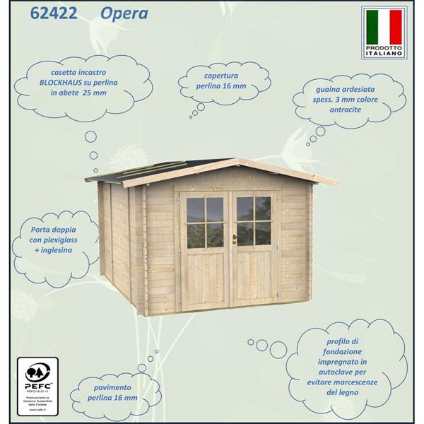 Casetta da giardino multiuso in legno 215x249x207cm porta doppia - Opera