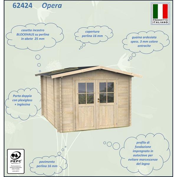 Casetta porta attrezzi in legno 249x249x207cm porta doppia - Opera