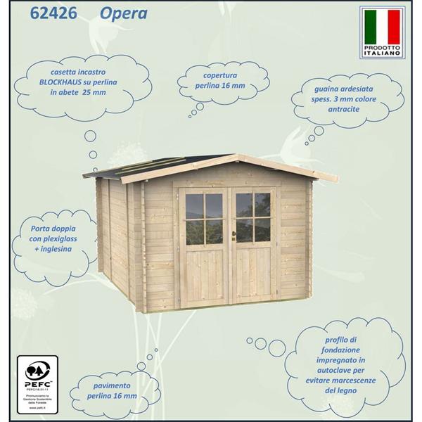 Casetta da esterno porta utensili da giardino 296x249x219cm porta doppia - Opera