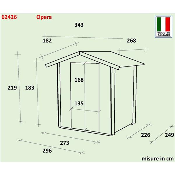 Casetta da esterno porta utensili da giardino 296x249x219cm porta doppia - Opera