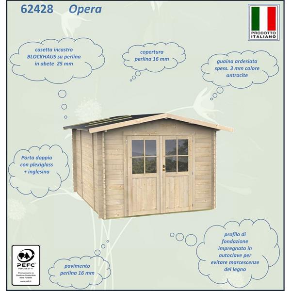 Casetta da giardino ripostiglio 254x276x218cm porta doppia - Opera