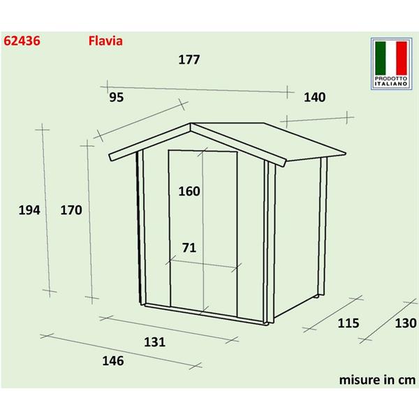 Casetta da giardino con porta singola 146x132cm - Flavia