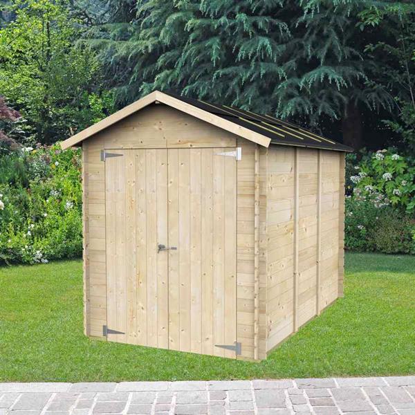 Casetta da giardino in legno massello 178x273cm porta doppia cieca - Fiamma