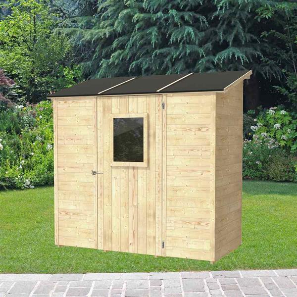 Casetta finestrata addossata in legno 207x102cm porta singola - Vaniglia