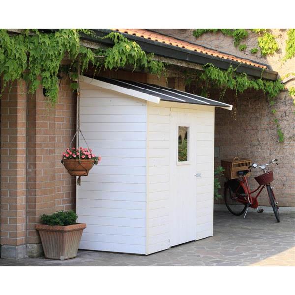 Casetta finestrata addossata in legno 207x102cm porta singola - Vaniglia
