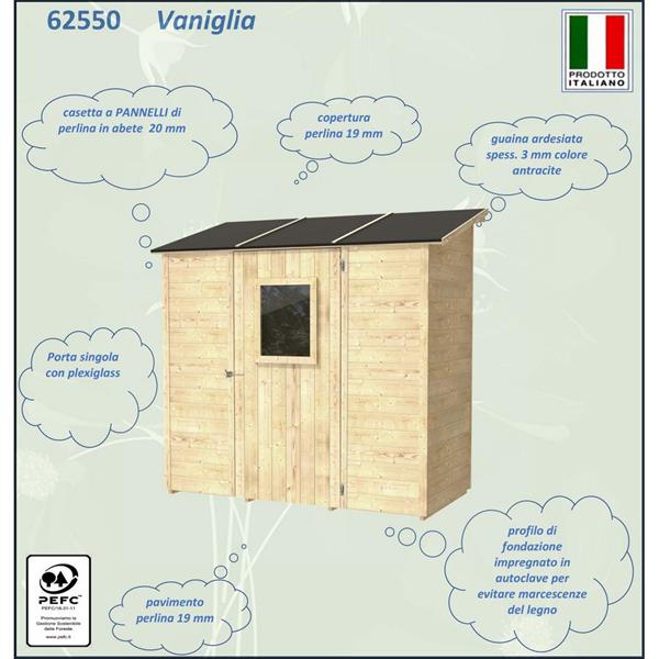 Casetta finestrata addossata in legno 207x102cm porta singola - Vaniglia