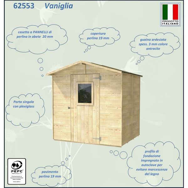 Casetta in legno PEFC finestrata 200x207cm porta singola - Vaniglia