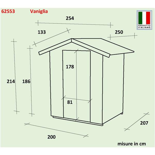 Casetta in legno PEFC finestrata 200x207cm porta singola - Vaniglia