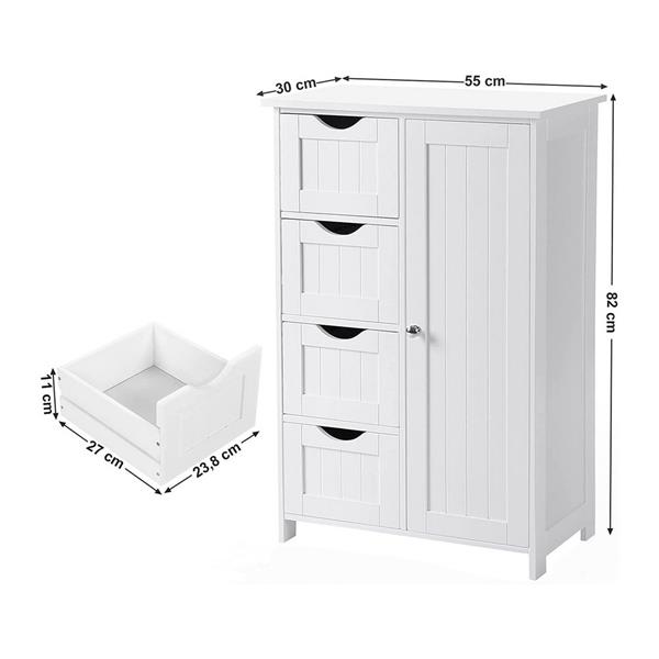 Mobiletto da bagno White 55x30x82 cm -Lily