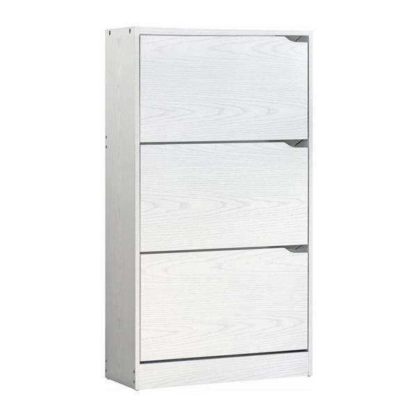 Scarpiera in legno 63x115x24 cm - doppio ripiano a 3 ribalte