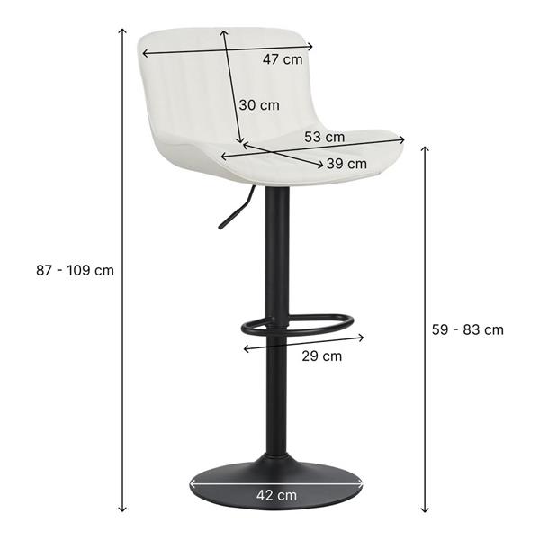 Sgabelli alti da bar 55x51x90-110 cm in ecopelle bianco - Barry