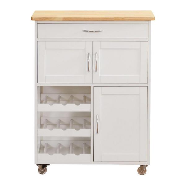 Carrello da cucina in legno 67x36x87 cm rovere bianco - Febe