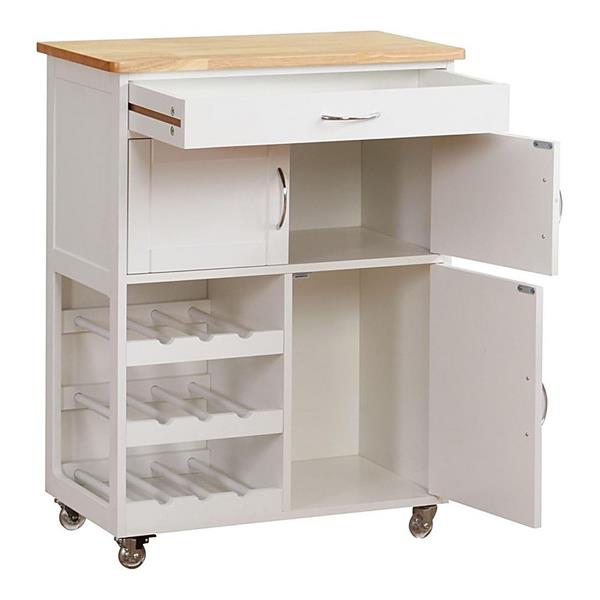 Carrello da cucina in legno 67x36x87 cm rovere bianco - Febe