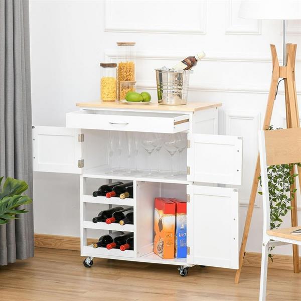 Carrello da cucina in legno 67x36x87 cm rovere bianco - Febe
