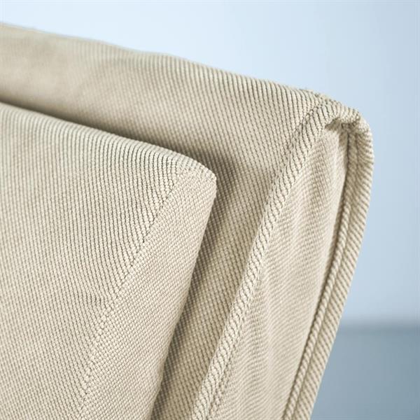 Sedia a dondolo in tessuto beige con braccioli in legno - Amor