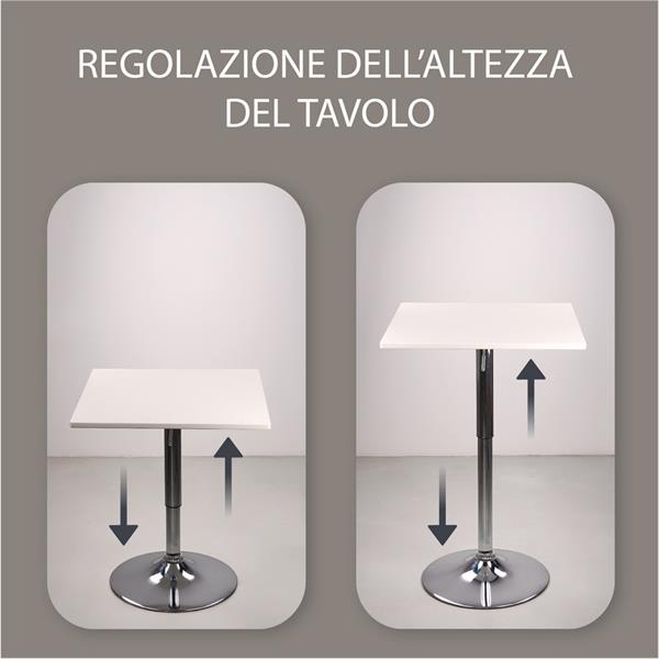 Tavolino alto da bar quadrato regolabile in altezza bianco - Lima