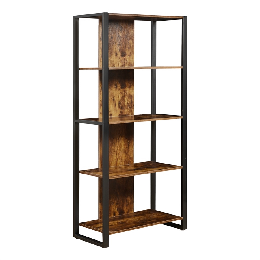 Arbuxzuy Libreria ad arco a 5 ripiani, larghezza 80 cm, libreria ad arco industriale, libreria alta curva con ripiani aperti per casa, ufficio, soggiorno, camera da letto, nero