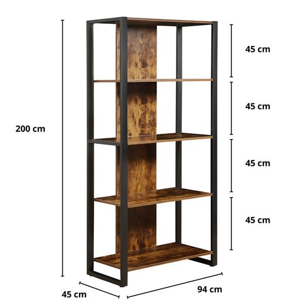 Libreria industrial 5 ripiani con struttura in metallo