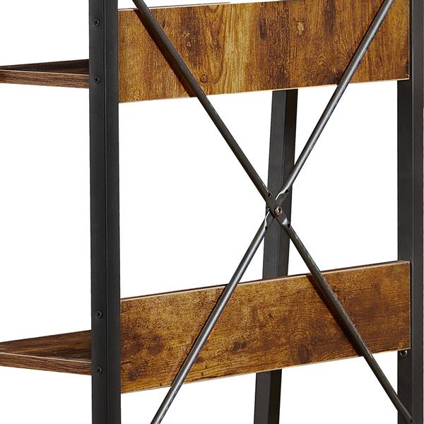 Libreria aperta struttura in metallo nero e ripiani in legno
