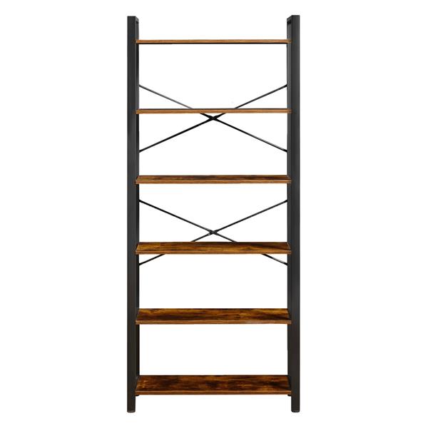 Libreria industrial con 6 ripiani in legno e metallo