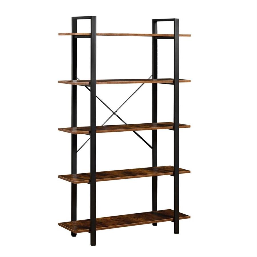 Libreria moderna con 5 ripiani in legno e metallo