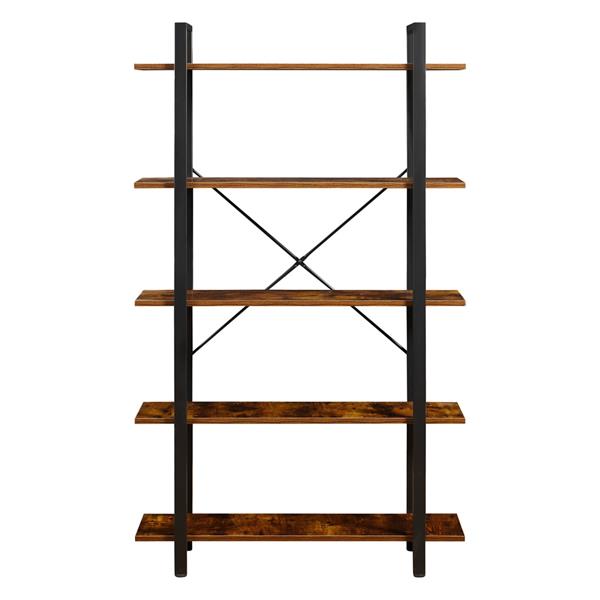 Libreria moderna con 5 ripiani in legno e metallo