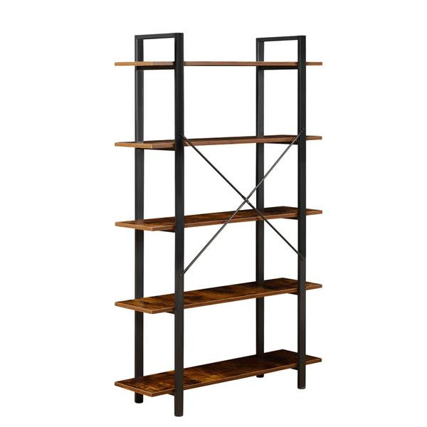 Libreria moderna con 5 ripiani in legno e metallo