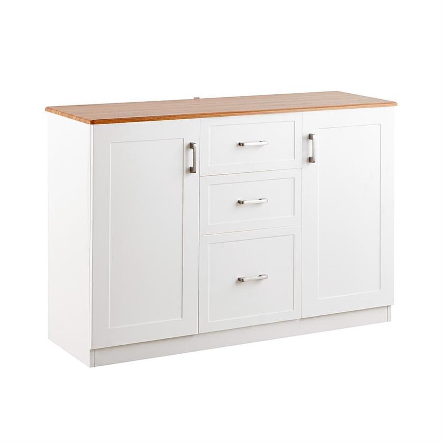 Credenza bianca con top in legno 120x82,5x40 cm - Ginevra