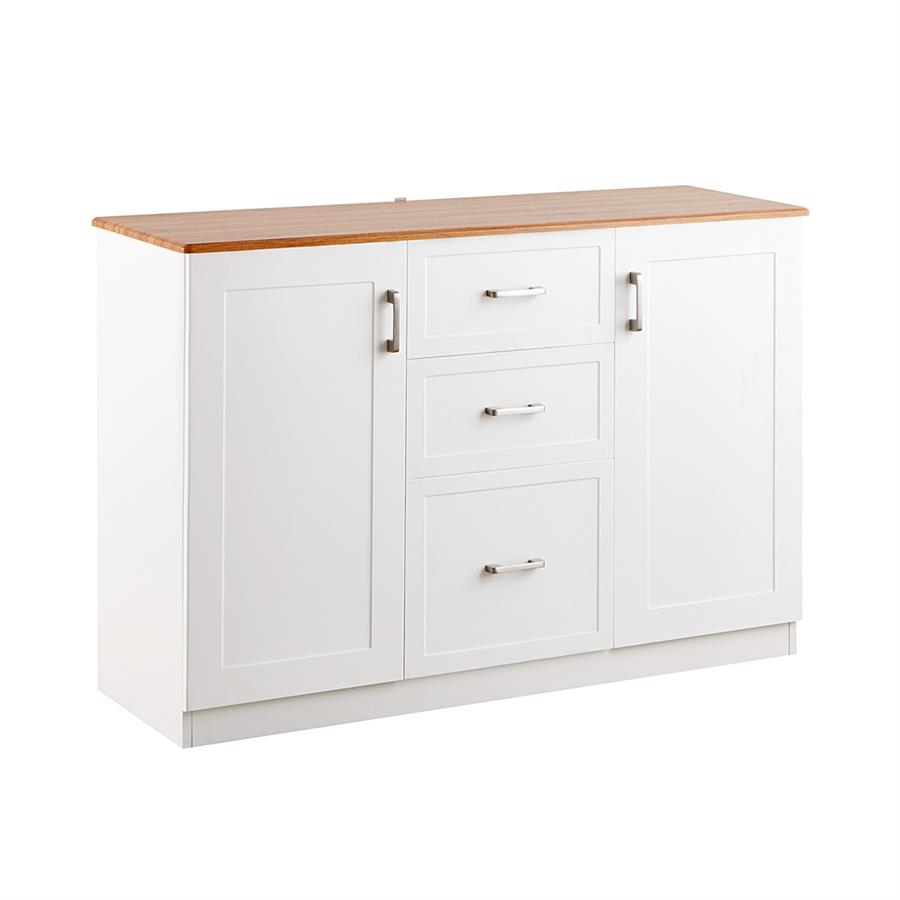 Credenza bianca con top in legno 120x82,5x40 cm - Ginevra