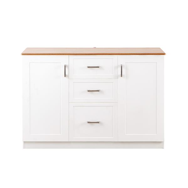 Credenza bianca con top in legno 120x82,5x40 cm - Ginevra