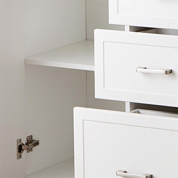 Credenza bianca con top in legno 120x82,5x40 cm - Ginevra