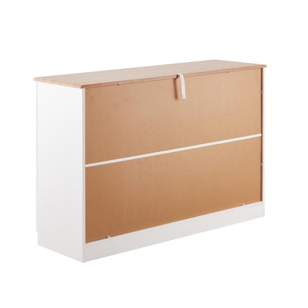 Credenza bianca con top in legno 120x82,5x40 cm - Ginevra