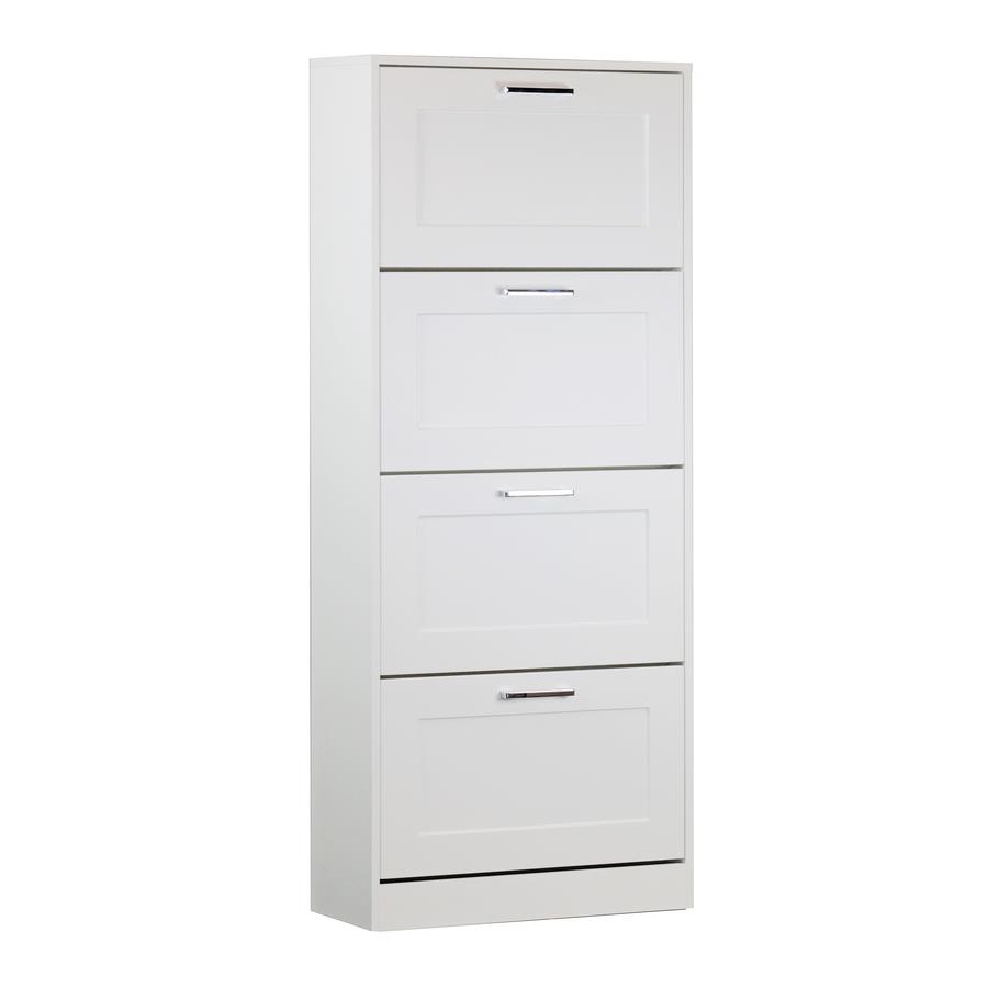 Scarpiera salvaspazio bianca verticale con 4 ante 63x150x24 cm - Ginevra