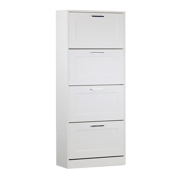 Scarpiera salvaspazio bianca verticale con 4 ante 63x150x24 cm - Ginevra