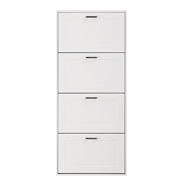 Scarpiera salvaspazio bianca verticale con 4 ante 63x150x24 cm - Ginevra