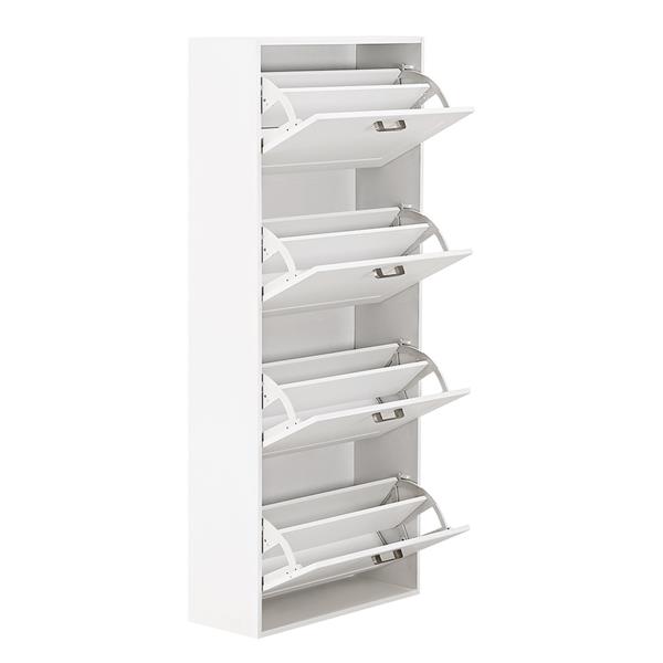 Scarpiera salvaspazio bianca verticale con 4 ante 63x150x24 cm - Ginevra